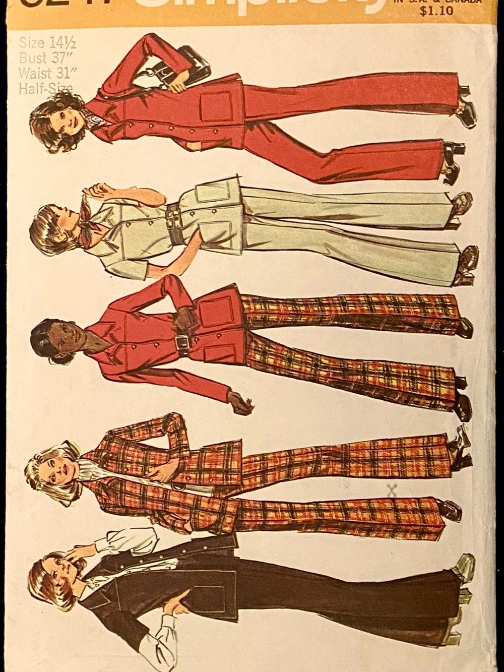 Simplicity Vintage pattern pant suit 5247 size 14.5